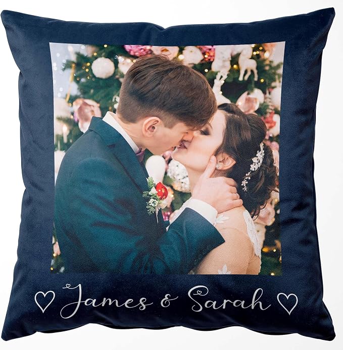 Easycosy Custom Velvet Pillow with Picture & Text, Two-Sides Customized Photo Pillowcase, Personalized Pillow Cover with Photo 20"x20", Valentine Custom Love Keepsake Gifts (Optional Pillow Insert)