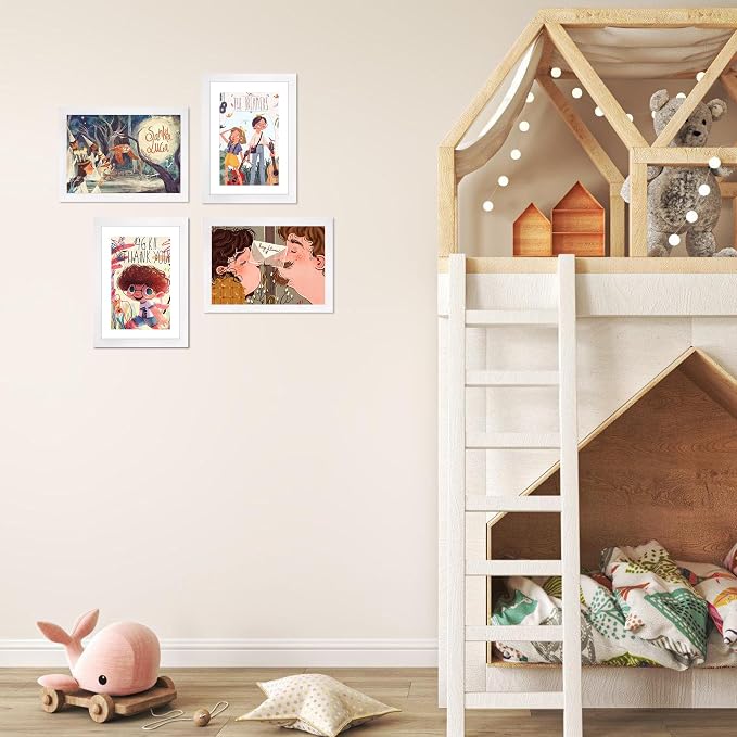 5x7 Picture Frame Set of 6, White Photo Frames Bulk with HD Plexiglass, Display Pictures 4x6 with Mat or 5x7 Without Mat, Multi Picture Frames Collage for Tabletop or Wall Display