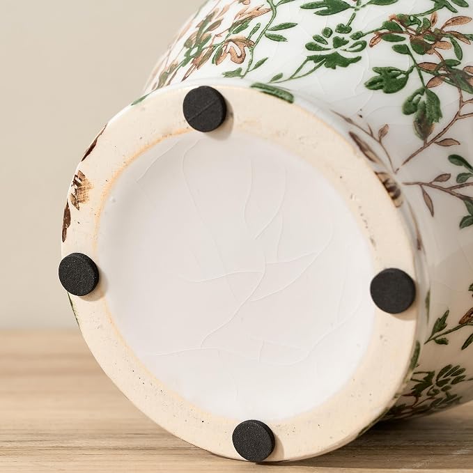 6.73" Ceramic Flower Decorative Antique Vase, Vintage Rustic Chinoiserie Floral Vase for Home Decor, Living Room, Bookshelf, Office, Entryway, Garden, Tuscan Decor, Chinoiserie Decor