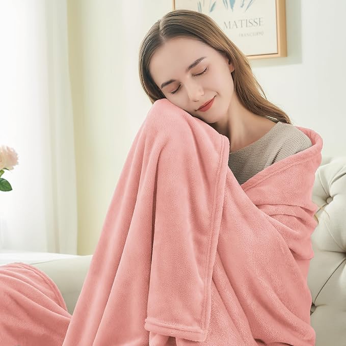 BEDELITE Fleece Blanket Soft Plush Queen Size Bed Blanket Pink 90"x90" | Ultra Soft Fleece, Plush Microfiber, Lightweight Warmth, All Season Comfort, Fade Resistant, Machine Washable,Perfect for Bed