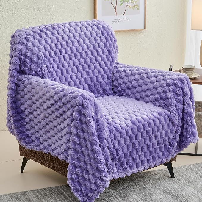 NEWCOSPLAY Fleece Clouds Cozy Twin Blanket for Couch, Lavender, 60"x80" | Premium Silky Flannel Blanket, Soft Lightweight Fluffy Throw Blanket for Bed Sofa Decor, Gift for All Season Use