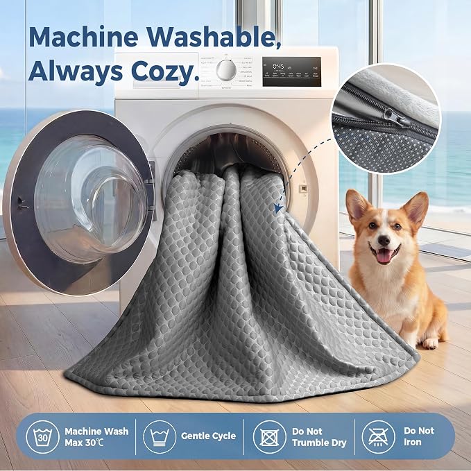 Medium Dog Cooling Bed for Sofa, 35x31 Inch Pets Couch Cover Mat | Waterproof & Easy Clean & Non-Slip Bottom & Non-Gel, Washable Dogs Summer Couch Pad For Indoor & Outdoor, Cooling Grey