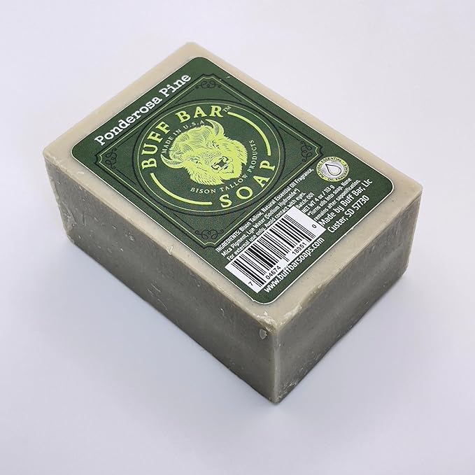Big Crazy Buffalo Bison Tallow Buff Soap Bar, Ponderosa Pine, (2 pack) - Scents of Pine, Cypress & Cedar - Cleans, Moisturizes, Soothes, Hydrates - No Dyes, Chemicals, or Preservatives
