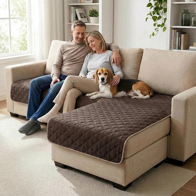 FunFurry Waterproof Dog Blanket, Couch Cover for Dogs Washable, Reversible Dog Bed Cover, Couch Furniture Protector. (Dark＆Light Brown, 40 X 50 Inch - 1 Pack)