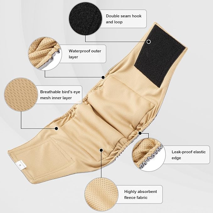 Washable Male Dog Diapers Reusable, Premium Belly Bands for Male Dogs, Pack of 3, High Absorbing Extra Extra Large Male Dog Pee Wraps for Puppy in Incontinence or Excitable Urination and Training(XXL) | High Absorbing puppy pants, Pee Wraps for Doggie,...