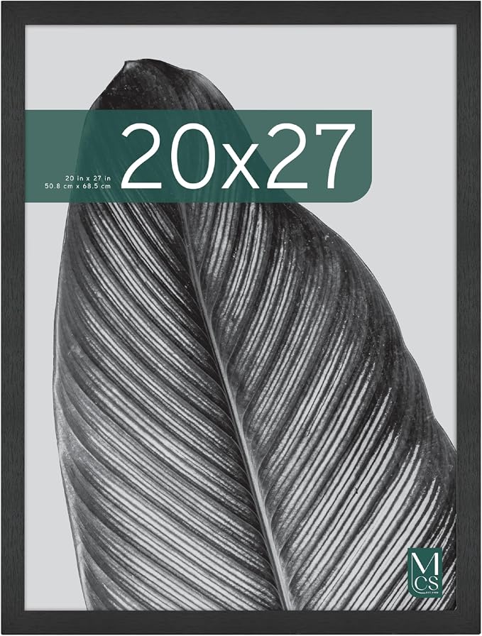 MCS Studio Gallery 20x27 Poster Frame Black Woodgrain Engineered Wood, Vertical & Horizontal Wall Hanging Large Picture Frame for Photos, Posters & Art Prints (1-Pack)