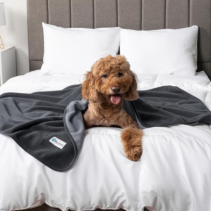 PetAmi Waterproof Dog Blanket for Couch, Pee Proof Reversible Cat Blanket for Sofa Bed Furniture Protector, Soft Fleece Washable Pet Throw for Dogs Cats Puppies Kittens, 60x80 Gray