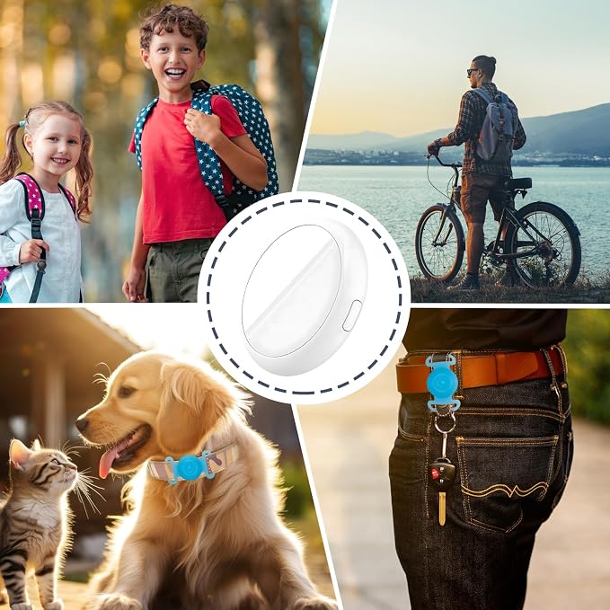GPS Tracker for Dogs, Mini GPS Cat Tracker, IPX8 Waterproof GPS Trackers for Cats with Holder, No Monthly Fee, Work with Apple Find My(iOS Only), Smart Trackers for Dogs-YGBlue-2