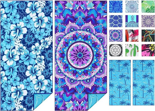 2 Pack Microfiber Thin Beach Towel Lightweight 71x32 Oversized Extra Large Sand Free Towels Quick Dry for Travel Pool Yoga Gym Sports Beach Accessories Vacation Essential Gift
