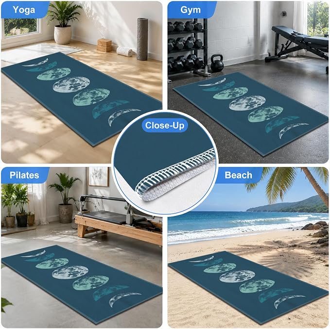 Yoga Mat Towel, Hot Yoga Non Slip with 4 Corner Pockets, 74 x 26 in | Soft Absorbent Microfiber With Four Corner Pockets, Fits Over Yoga Mats For Hot Yoga, Pilates, Gym, And Travel