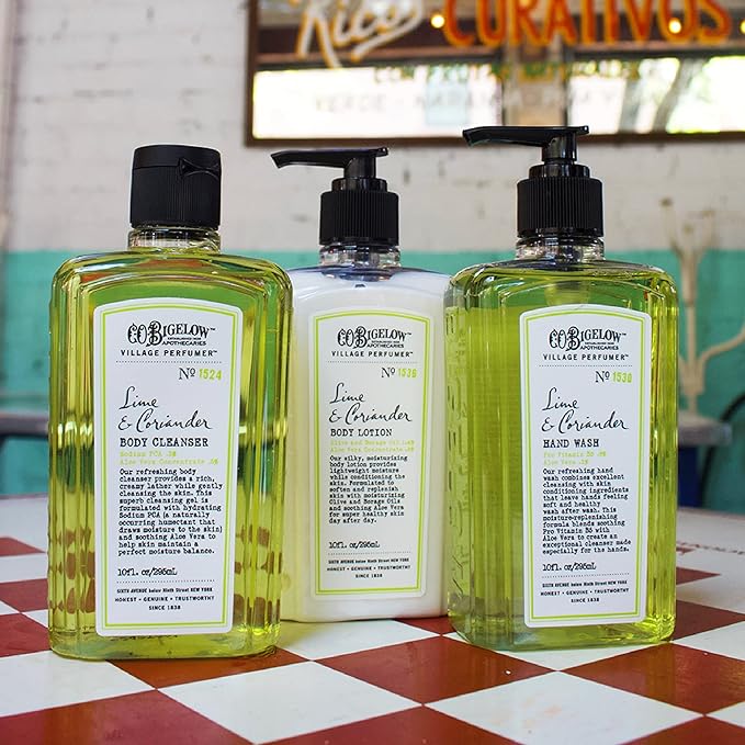C.O. Bigelow Lime Coriander Apothecary Duo Skin Care Gift Set, Body Wash & Body Lotion, Liquid Soap & Moisturizing Lotion, Set of 2, 10 Fl Oz