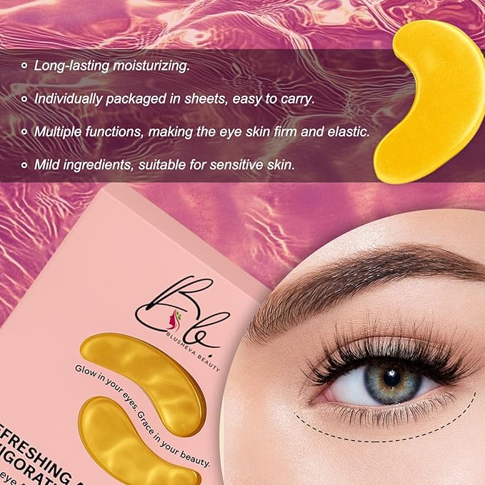 Gold Under Eye Masks – 24 Pairs Collagen & Hydrating Gel Eye Patches for Dark Circles, Puffy Eyes, Fine Lines & Anti-Aging Skincare – Vegan, Cruelty-Free Self Care Essentials