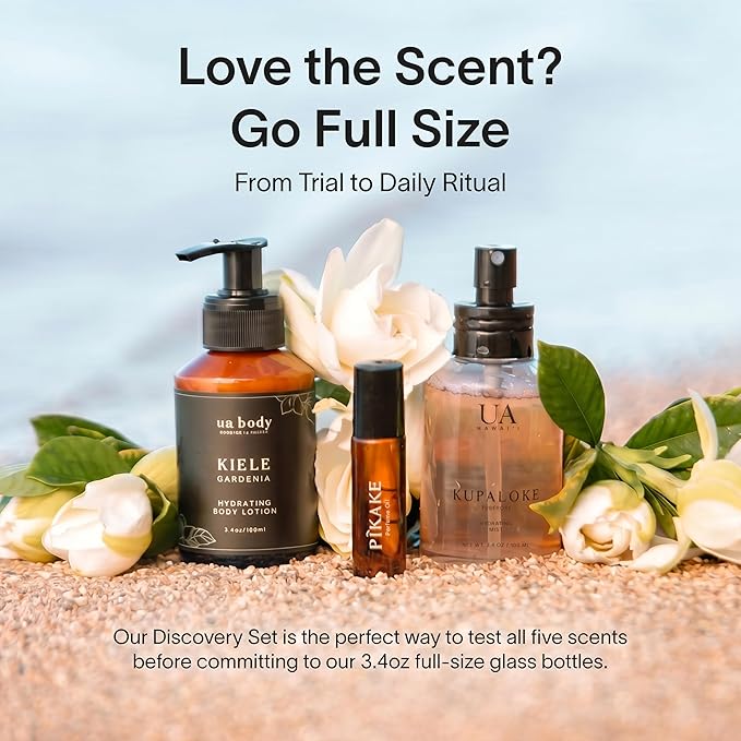 Variety Pack Body and Hair Mist from Hawaii, Hair Perfume for a Light, Hydrating Refresh, Body Mist for Women and Men, Alcohol-Free, With Moisturizing Hyaluronic Acid & Glycerin, Glass Bottle, 3.4 oz
