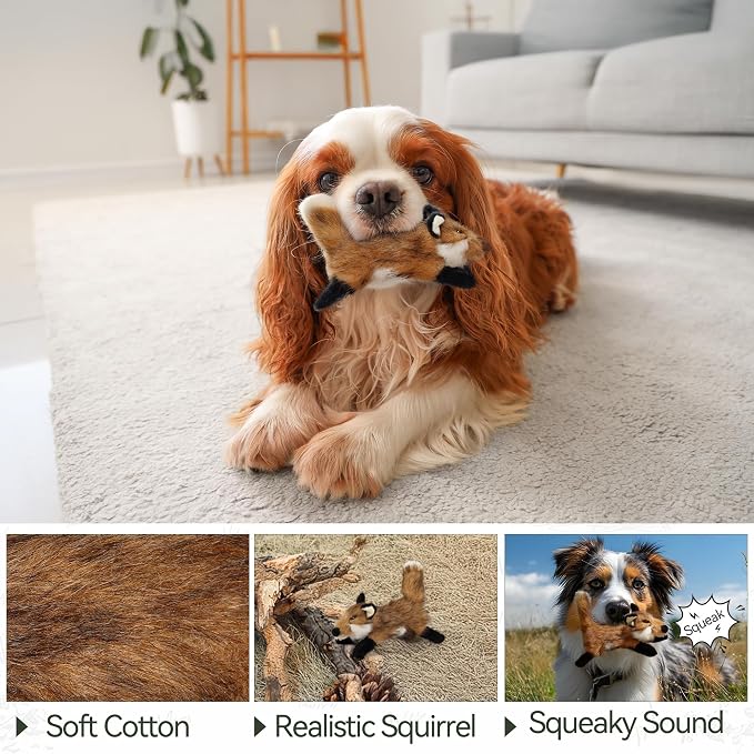 ALL FOR PAWS Squeaky Doy Toy, Fox Dog Toy for Small Medium Breed, Puppy Fetch Toy with Squeaker, Plush Chew Dog Toy, Classic S