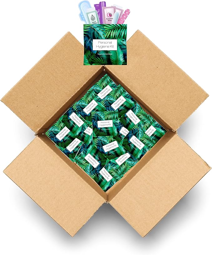Green Fern Style Menstrual Kit All-in-One 50 Pack | Convenience on The Go | Period Kit Pack for Travelling, Tweens & Teenagers or just When You’re Out | Individually Wrapped Feminine Hygiene Product…