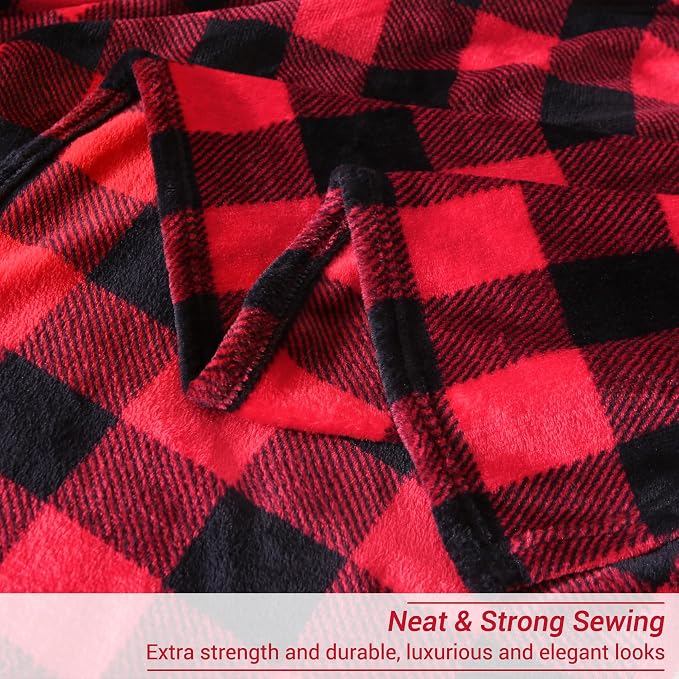 Viviland Checkered Blanket Queen Size - Soft Fuzzy Cozy Buffalo Plaid Microfiber Blanket for Bed, 90x90 Inches