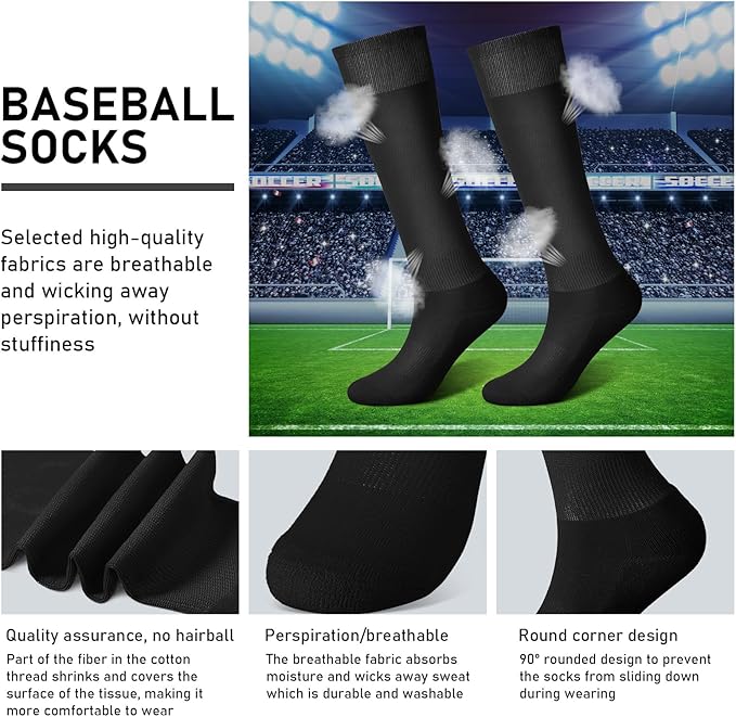 Zhanmai Baseball Belt and Socks Combo Adjustable Softball Socks and Elastic Waist Belt for Youth Boys Girls, Adult