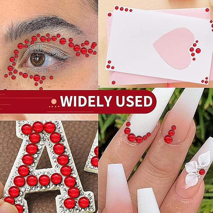 3555pcs Self Adhesive Face Gems for Makeup, Festival Jewels, Hair Gems, Rhinestone Stickers for Face, Eye, Makeup, Nail, Body, Crafts 5sheets (red-3/4/5/6/8mm)