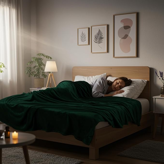 Utopia Bedding Soft Fleece Bed Blanket Queen Size Forest Green (90x90 Inch) | Microfiber Plush Warm Lightweight Breathable Cozy Blanket Anti-Static, All Season Use, Gift for Women and Men