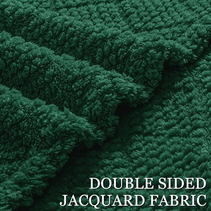 Whale Flotilla Soft Fleece Throw Blanket for Couch, Emerald Green | Jacquard Waffle Blankets for Home Decor, Lightweight and Cozy, All Season Suitable, 50x60 Inch