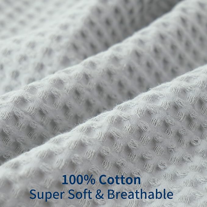 100% Egyptian Cotton 600 TC Waffle Weave Throw Pillow Covers 4 Pack | Ultra Soft Breathable Euro Pillow Shams Covers, Decorative Cushion Covers for Bed Couch Sofa Car, Gray, 24" x 24"