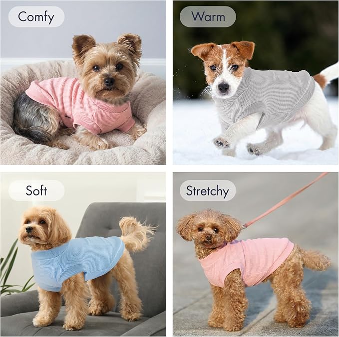 3 Pack Dog Shirt for Small Supplies Functional Waffle Dog Clothes Warm Soft Sweatshirt Outfit for Dogs Cats Pet Apparel