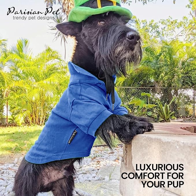 Parisian Pet Dog Polo Shirt – Classic Blue Cotton Pet Apparel with Collar & Buttons - Soft Breathable Puppy T-Shirt - Cute Dog Clothes - Ideal Summer Clothes for Small Dogs - Shirts for Dogs Boy