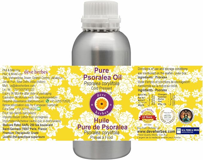 Deve Herbes Pure Psoralea Oil (Psoralea corylifolia) Cold Pressed 630ml (21 oz)