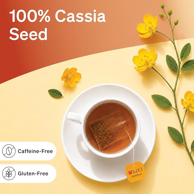 Damtuh Cassia Seed Tea – Traditional Korean Herbal Tea, Smooth & Caffeine-Free, 40 Tea Bags (1.2g each)