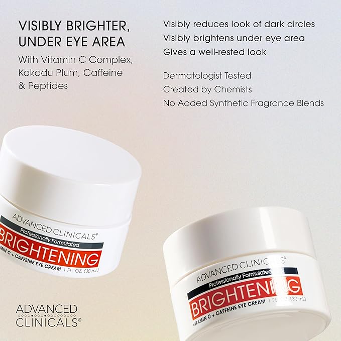 Advanced Clinicals Retinol Eye Cream + Vitamin C Under Eye Cream 2pc Skin Care Set | Visible Anti Aging Under Eyes Face Moisturizer Helps Improve Appearance Of Dark Circles, Puffy Eyes, & Puffiness