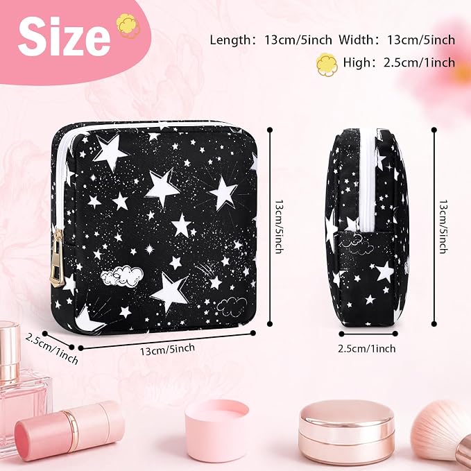 Canvas Period Pouch Discreet Sanitary Napkin Storage Bag Pad Bags | Menstrual Cup & Pad Holder, First Period Kit Storage, Feminine Bag for Women, Portable, Flower Print