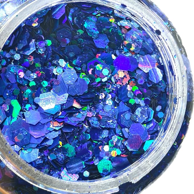 Dark Blue - Craft Glitter - 2oz Glitter Shaker Bright Colorful Holographic Mix Chunky Body Glitter Bulk Wholesale 24 Colors in Shaker Cosmetic Glitter - EBKC10