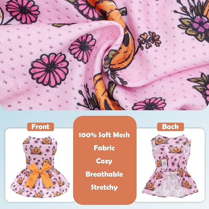 CuteBone Dog Mesh Dress Halloween Puppy Sundress Pet Outfit Summer Fashion for Small Dogs Girl Cat Clothes