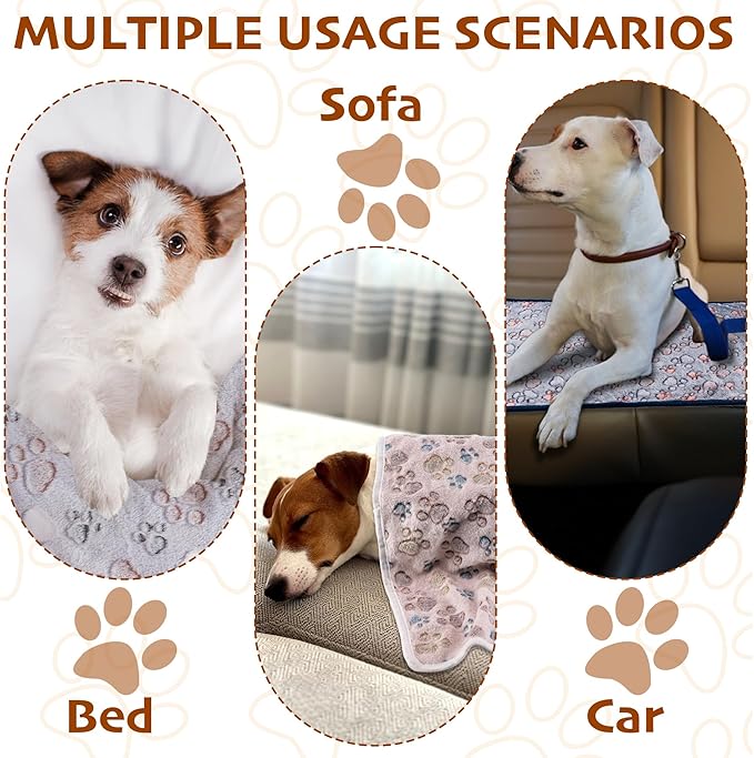 1 Pack 3 Blankets Fluffy Premium Fleece Soft Pet Blanket Flannel Throw for Cat Dog Puppy (Small 23x16'', Paw-Purple)