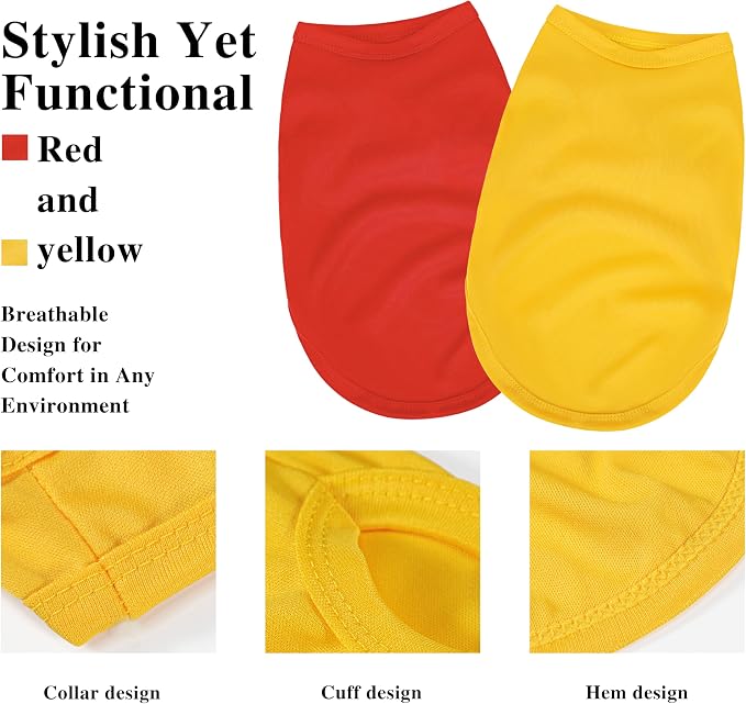 2 Pack Solid Color Dog Shirts - Lightweight, Quick Dry, Breathable Pet T-Shirts for Small to Large Dogs - Stretchy, Durable, Ideal for All Seasons and Holidays.Orange Red XL