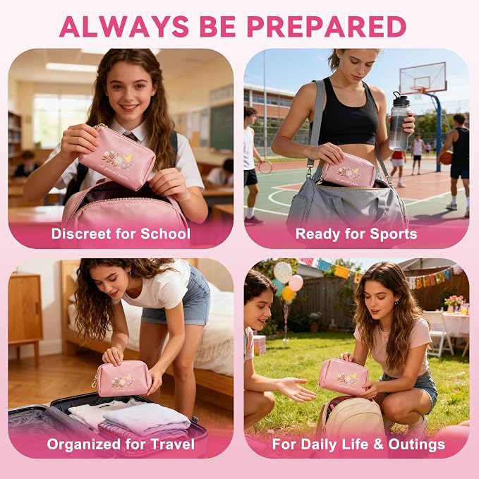First Period Kit for Girls 9-12.Tween Period Starter Kit with spare Underwear, Educational Guide & Card in Gift Box - Thoughtful Puberty Gift (S)