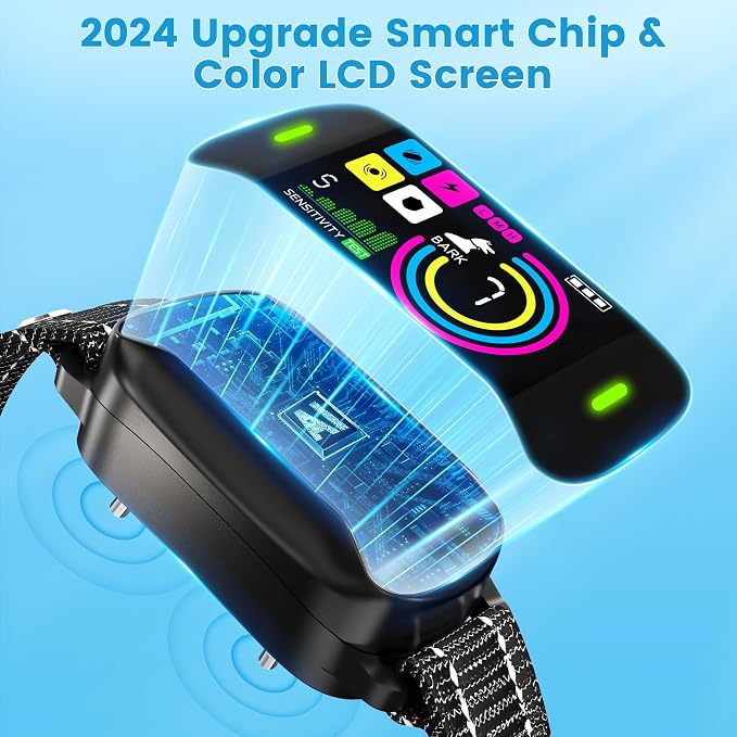 Bark Collar for Large Medium Small Dogs, Safe & Humane Bark Collar with Beep Vibration, Recordable & Rechargeable Bark Collars, Smart Protection Technology Waterproof Dog Training Collar