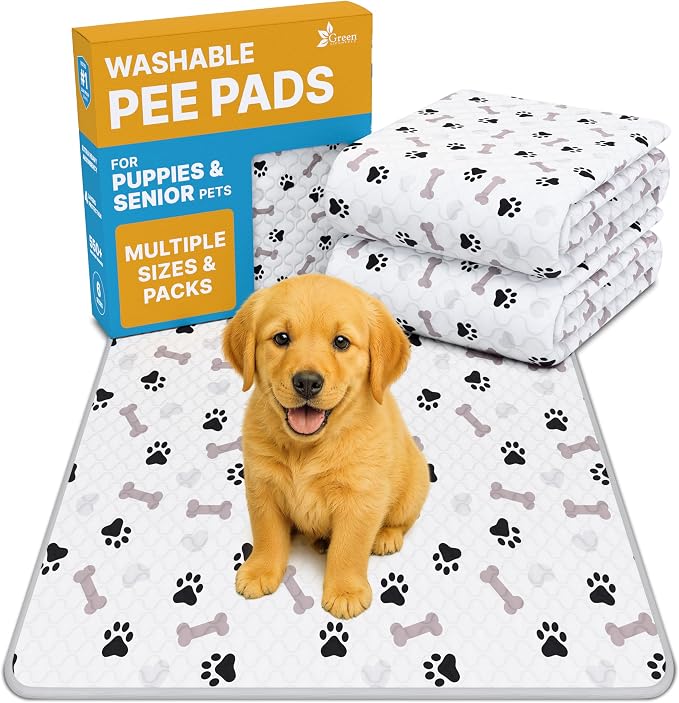 Washable Pee Pads for Dogs - Waterproof Reusable Puppy Pads with Anti-Slip Backing, Pet Training Pad for Puppy Playpen, Crate, Whelping Box, Potty Training (Pack of 2-18x24)