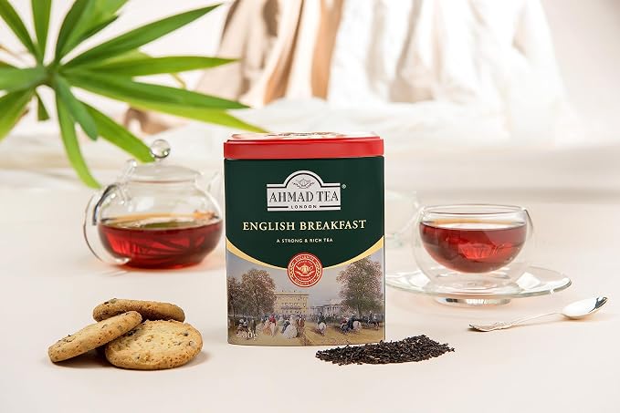 Ahmad Tea Caddy Gift Tin, English Scene, English Breakfast, 100 Gram