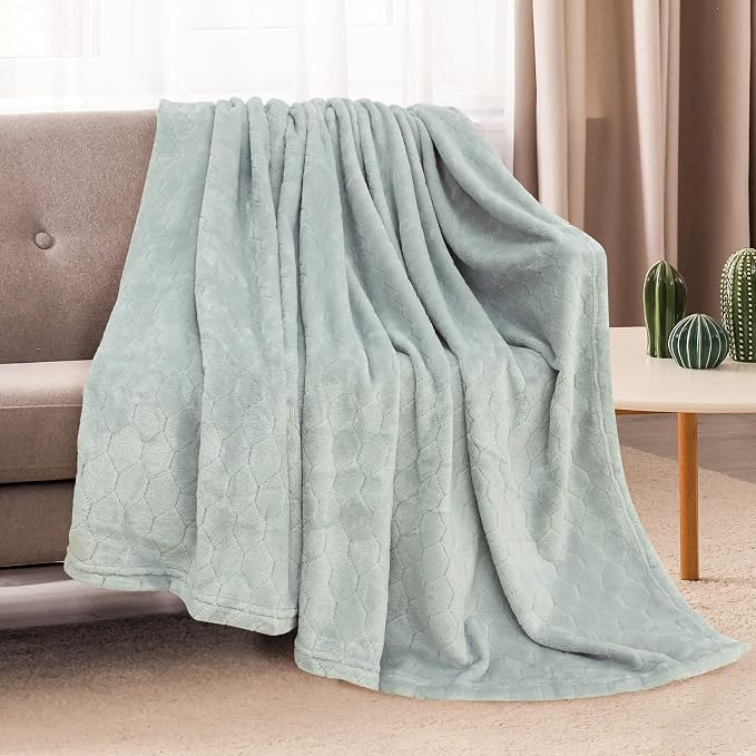 Fleece Blanket Super Soft Cozy Throw Blanket 50" x 60", Lightweight Fuzzy Comfy Textured Flannel Blanket Warm Plush Throw Blankets for Couch, Sofa, Bed, Mirage Gray