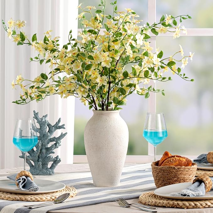 Vanselia Ceramic Flower Vase Home Decor - Large Tall Farmhouse Table Vases Rustic Vintage Living Room Kitchen Bedroom Decorations for House Book Shelf Office Coffee Desk Dining Fireplace (12" Rustic)