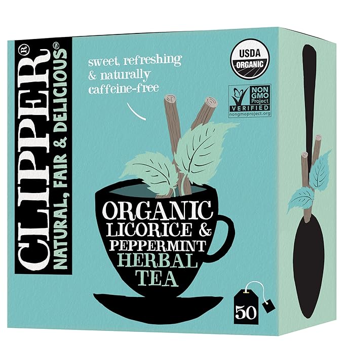 Clipper Organic Licorice & Peppermint Tea, Caffeine Free, 50