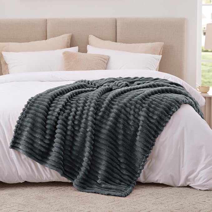 EXQ Home Gentle Soft Fleece Throw Blanket – Cozy Lightweight Blanket for Couch Bed – All-Season Warm Fuzzy Flannel Blanket for Women Mom Her – Gifts for Birthday(60"x80",Charcoal Grey)