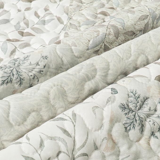 Exclusivo Mezcla Reversible Boho Quilted Throw Blanket, 50"x 60" | Lightweight Summer Quilt Throw, Designed for Bed/ Couch/ Sofa, Grey Patchwork Pattern