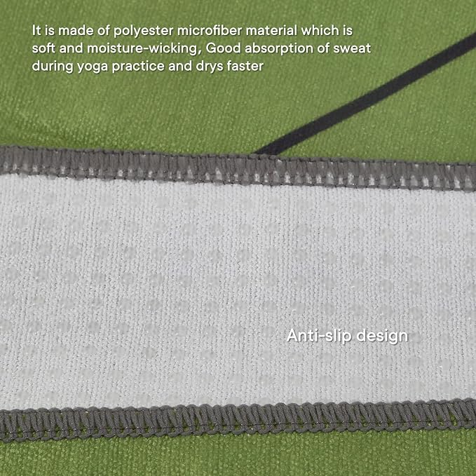 Yoga Towels, Non Slip Hot Yoga Mat Towel with Grip Dots,Super-Absorbent Soft Microfiber Yoga Blanket for Pilates, Fitness and Workout 72inch x 24inch