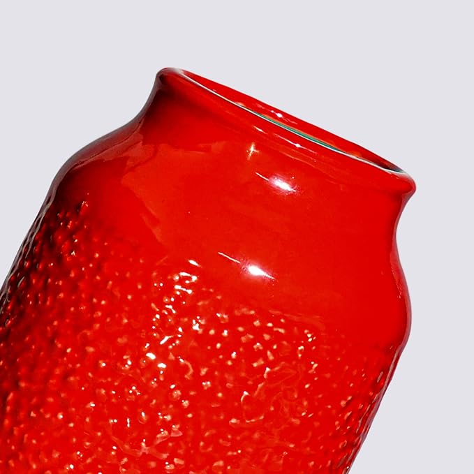 Red Ceramic Vase for Home Decor - 9 Inch Boho Modern Flower Vase for Pampas Grass, Pottery Decorative Vases for Centerpiece, Living Room, Mantle, Bookshelf, Table Decor