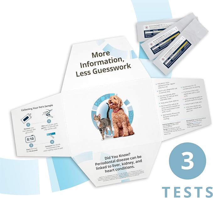 Petivity At-Home Oral Health Test for Cats & Dogs — 10-Second Dental Check Kit by Purina — Simple Saliva Swab to Detect Bad Breath & Gum Issues - (Pack of 3)