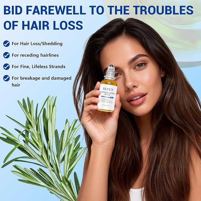 Hair Growth Serum Roll On 30ML, With 3% Batana Castor 2% Biotin Niacinamide 3% Rosemary Oil for Hair Growth No-Rinse, Fast-Absorbing Scalp Serum For Thinning Hair for Men & Women -1.0 Fl OZ