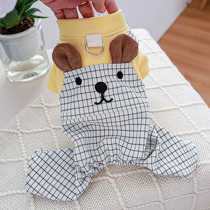 Dog Stylish Overalls Comfortable Puppy One Piece Outfits Summer Bib Overalls for Small Dogs Cute Pet Onesie Jumpsuit Chihuahua Yorkies Birthday Holiday Clothes Cat Costume