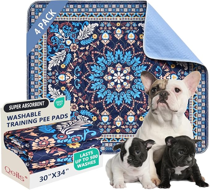 Washable Pee Pads, Super Absorbent Puppy Pads, 2 Pack 30"x34" | Reusable Dog Training Pads, Leakproof With Waterproof Non-Slip Backing For Crates, Floors, Indoor Potty & Furniture